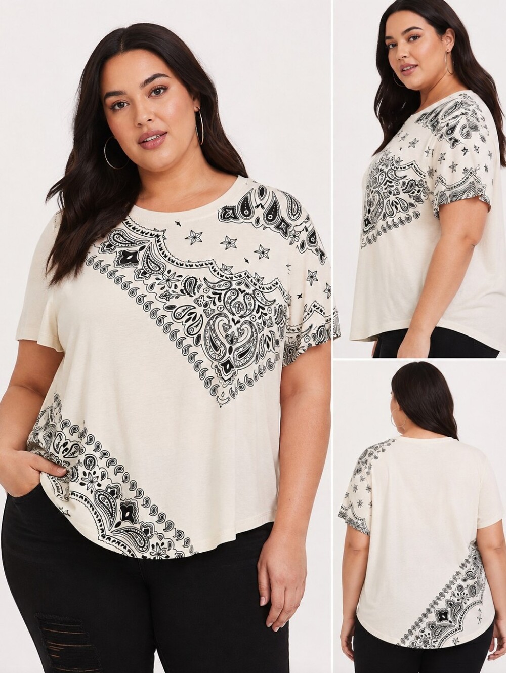 π€ Torrid Classic Fit Bandana Paisley Graphic Tee β Size 1 - Picture 1 of 5